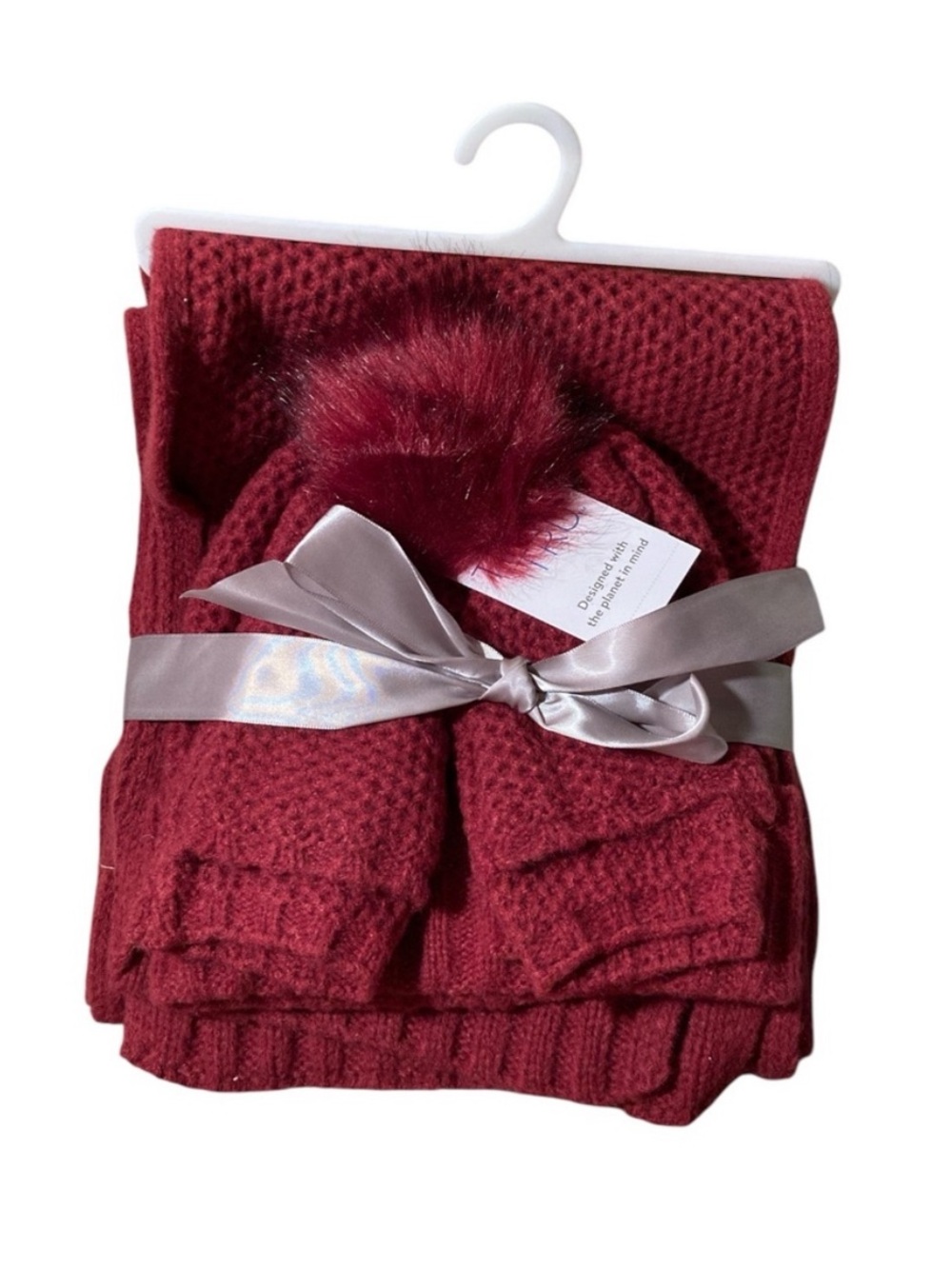 Time And Tru Honeycomb Knit Gift Set With Beanie, Scarf And Gloves